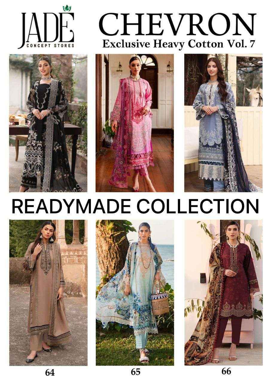 JADE CHEVRON EXCLUSIVE HEAVY COTTON VOL 7 READYMADE SUITS ( 6 PCS CATALOG )