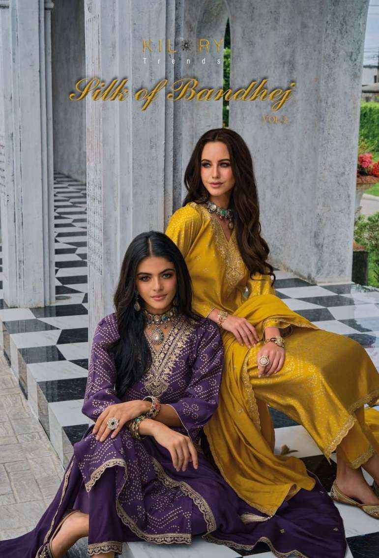 KILORY TRENDZ SILK OF BANDHEJ VOL 2 JAM SILK FANCY WORK SUIT ( 8 pcs catalog )