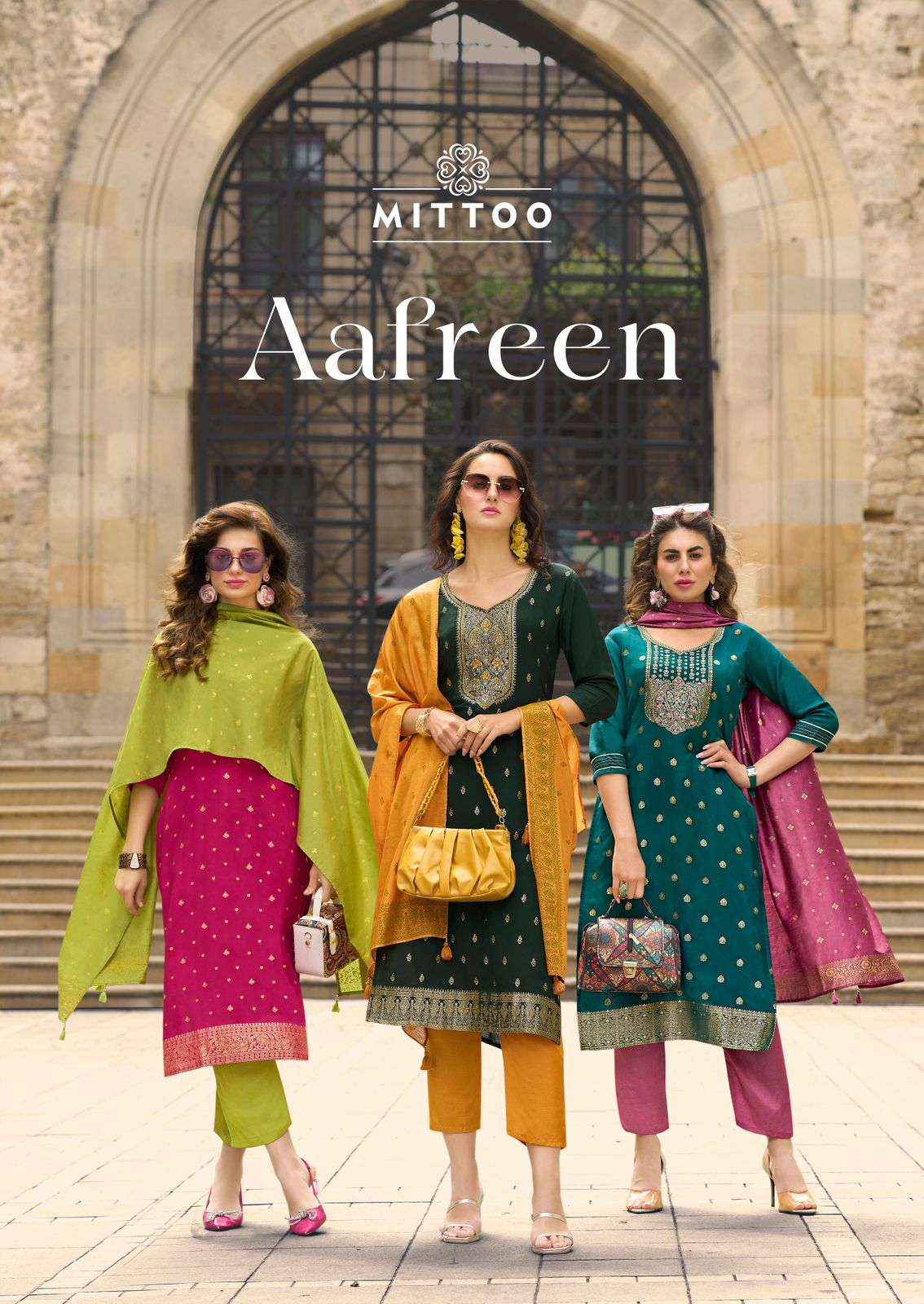 MITTOO AFREEN MUSLIN JACQUARD FANCY HAND WORK KURTIS SET ( 6 PCS CATALOG )