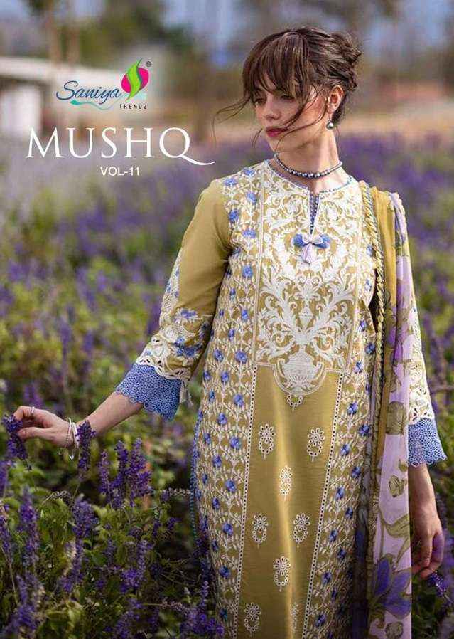 SANIYA TRENDZ MUSHQ VOL 11 COTTON CHIKANKARI PAKISTANI SUIT ( 3 PCS CATALOG )