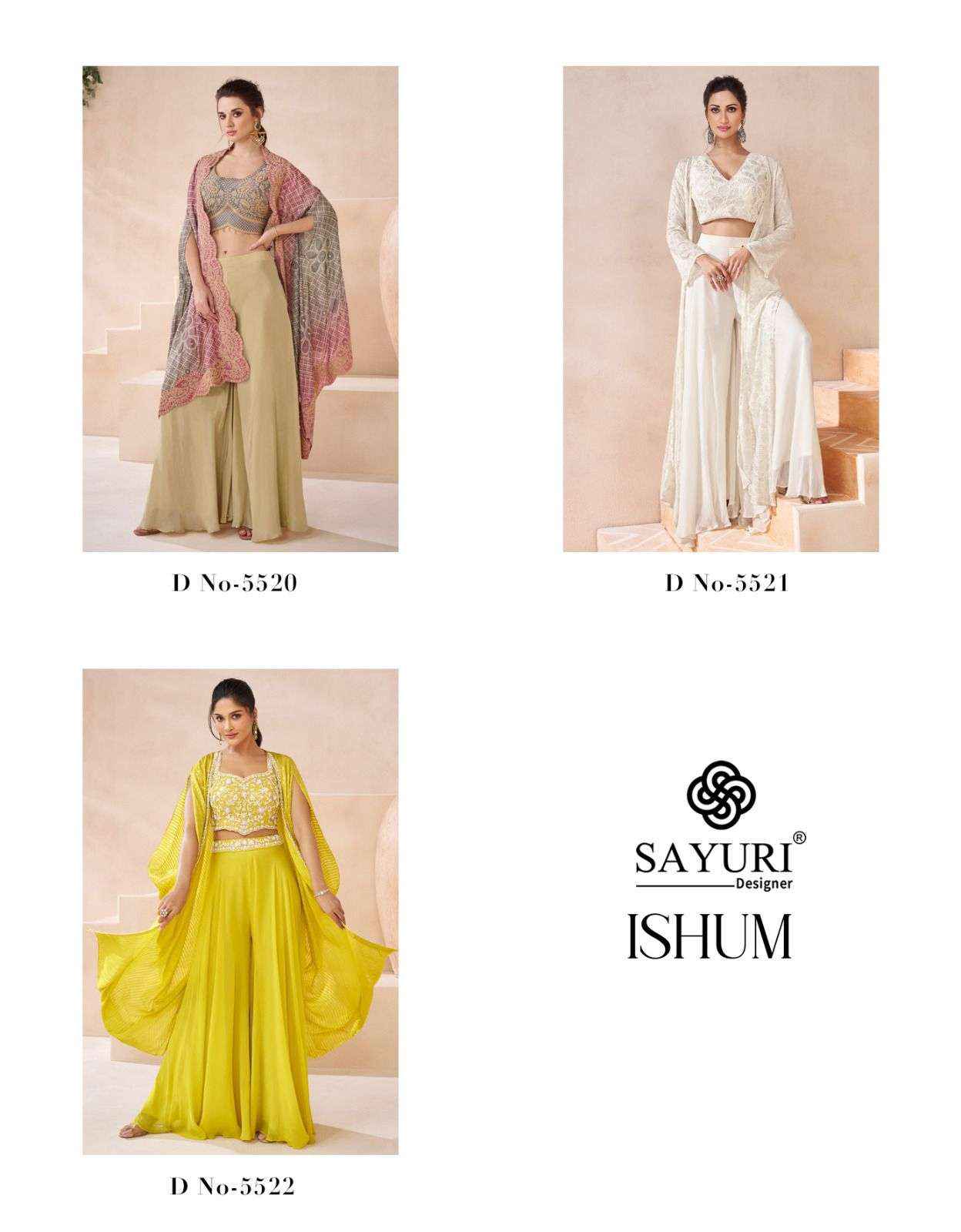 SAYURI DESIGNER ISHUM GEORGETTE HEAVY DESIGNER PARTY DRESSS ( 3 PCS CATALOG )