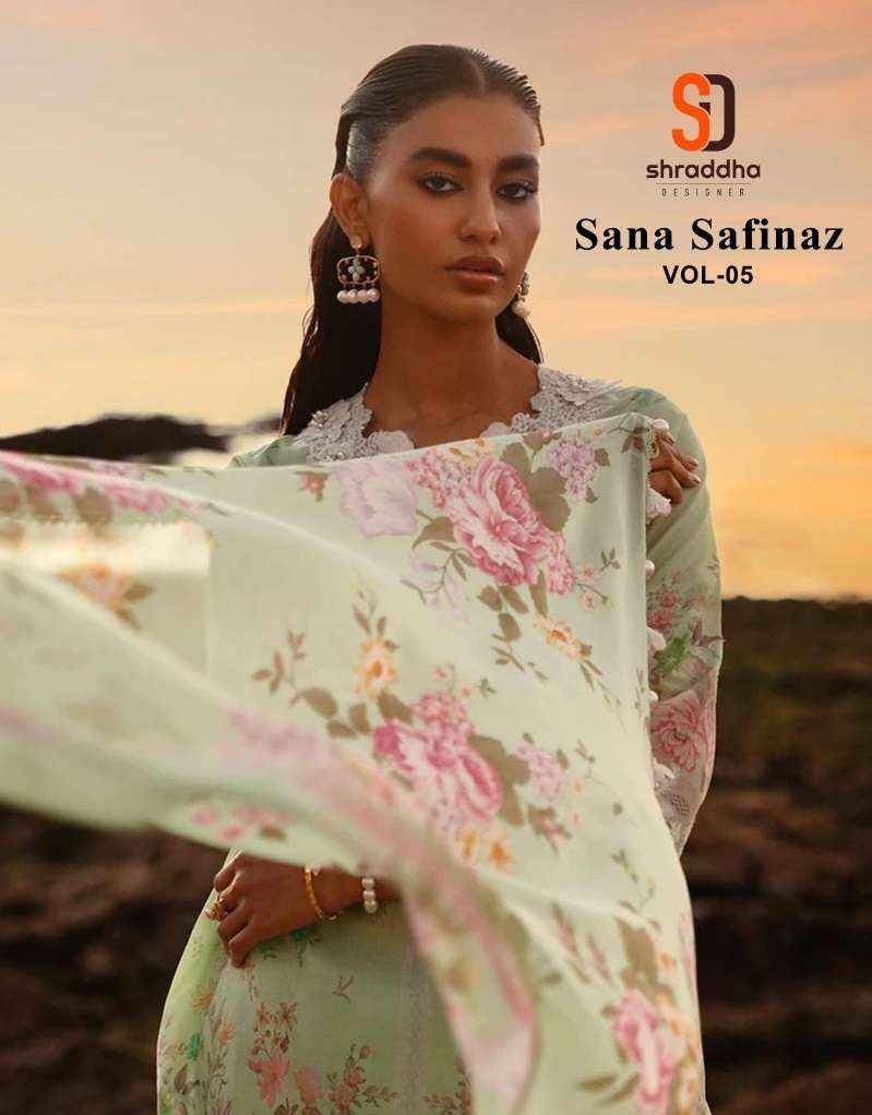 SHARADDHA DESIGNER SANA SAFINAZ VOL 5 LAWN COTTON DRESS MATERIAL ( 2 pcs set )