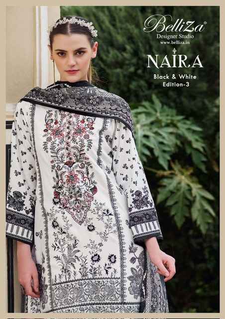 Belliza Naira Black & White Edition 3 Cotton Dress Material Wholesale Price ( 6 pcs Catalogue )