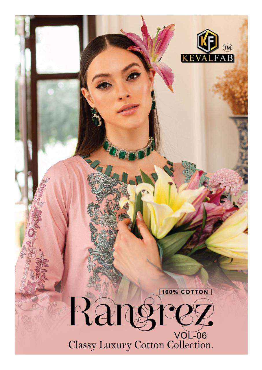 KEVAL FAB RANGREZ VOL 6 COTTON DRESS MATERIAL ( 6 pcs catalog )