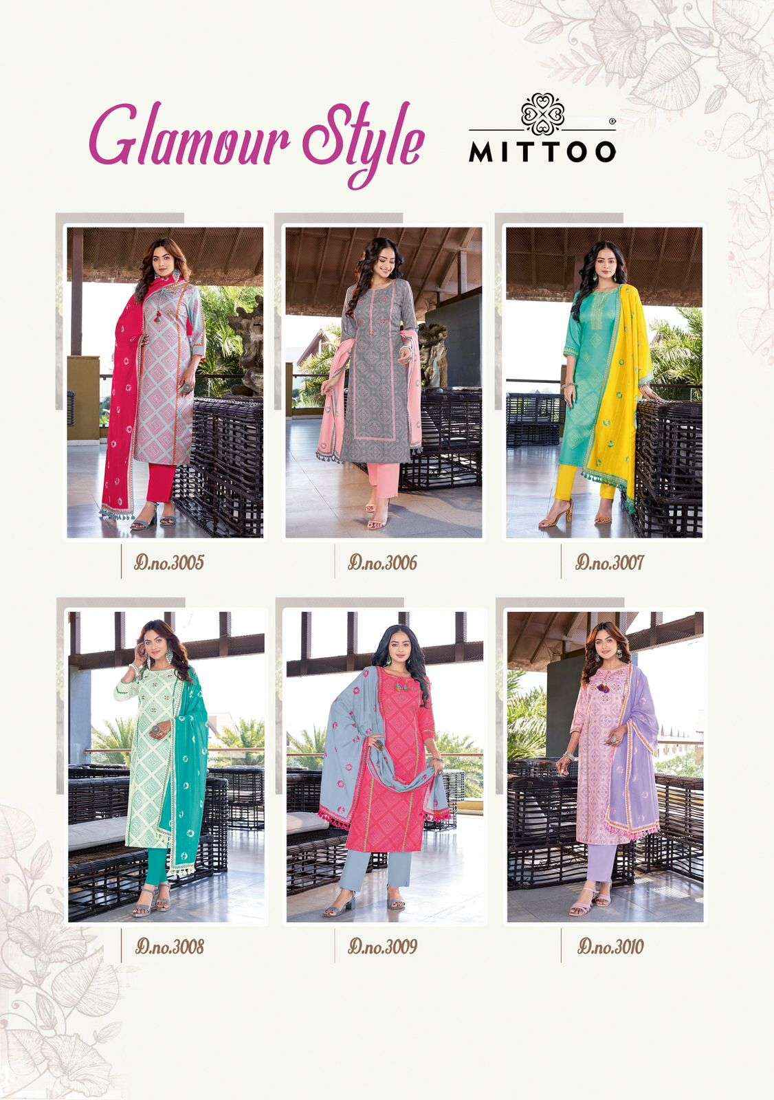 MITTOO GLAMOUR STYLE MUSLIN FANCY WORK KURTI COMBO SET ( 6 PCS CATALOG )