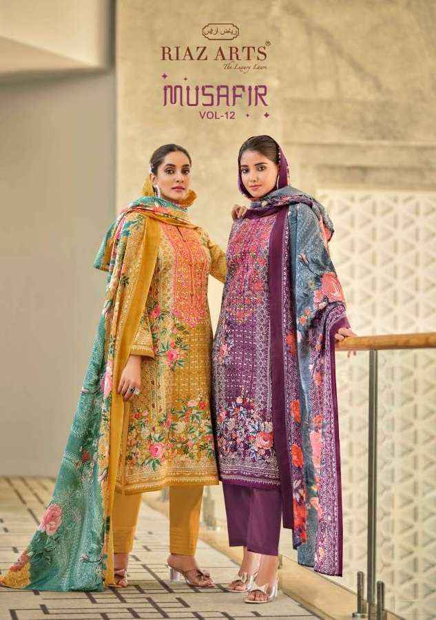 RIAZ ARTS MUSAFIR VOL 12 LAWN COTTON DESIGNER SUITS ( 8 PCS CATALOG )