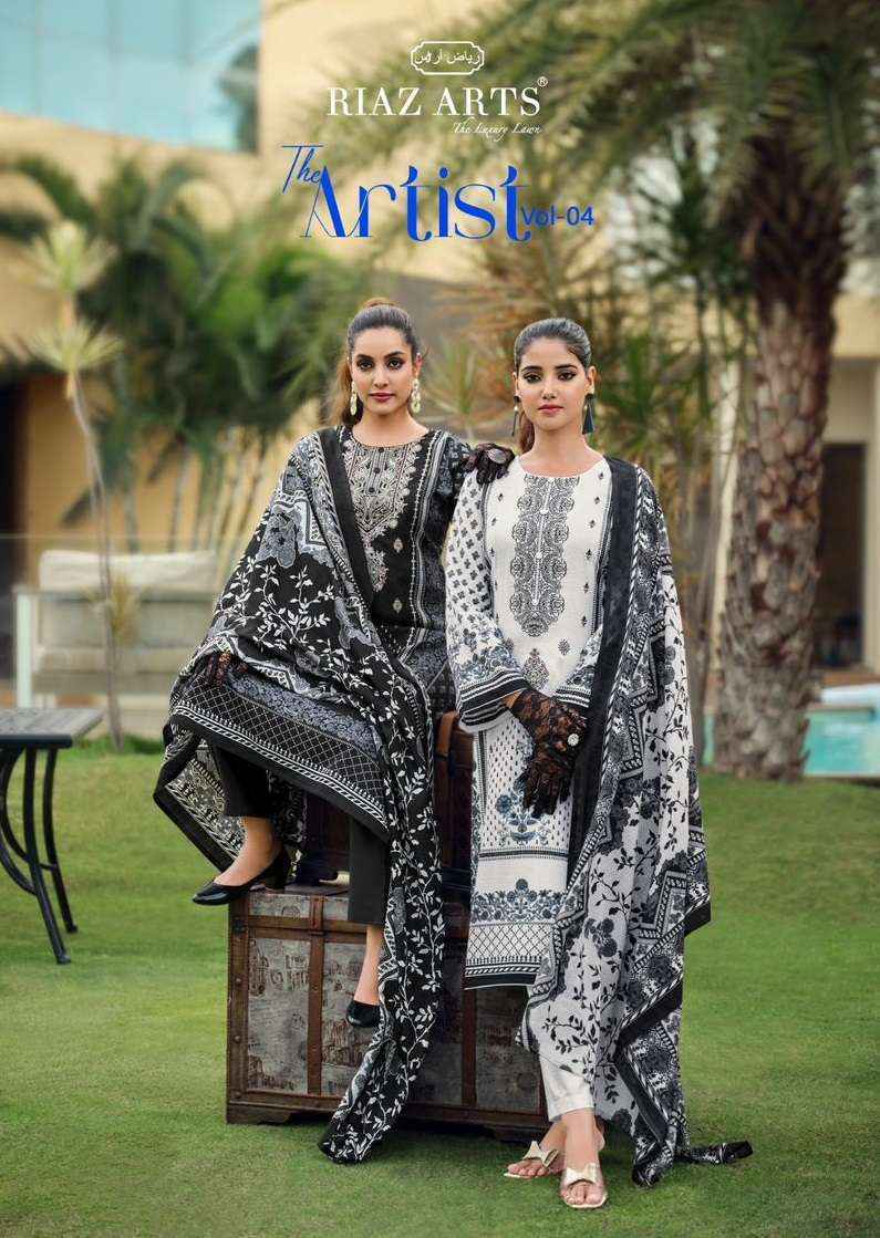 Riaz Arts The Artist Vol 4 Lawn Cotton salwar Kameez ( 8 pcs Catalogue )