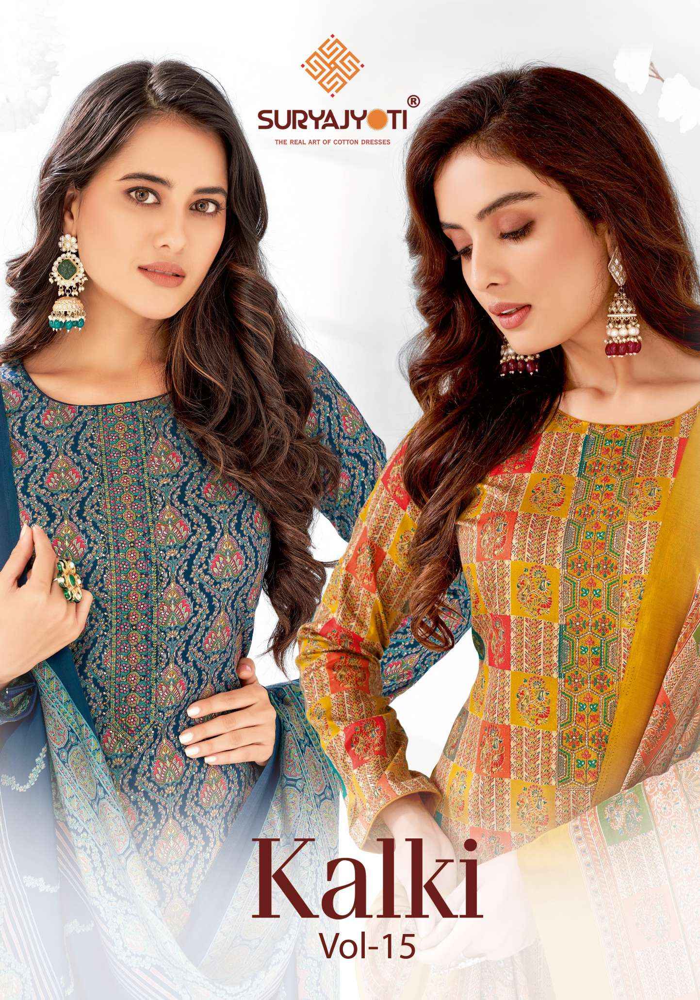 SURYAJYOTI KALKI VOL 15 JAM SATIN FANCY WORK DRESS MATERIAL ( 8 PCS CATALOG )