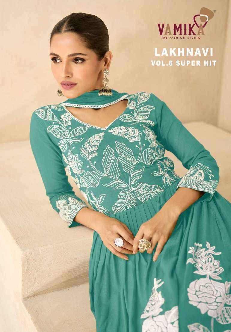 VAMIKA LAKHNAVI VOL 6 SUPER HIT VOL 2 RAYON DESIGNER READYMADE SUIT ( 5 PCS CATALOG )