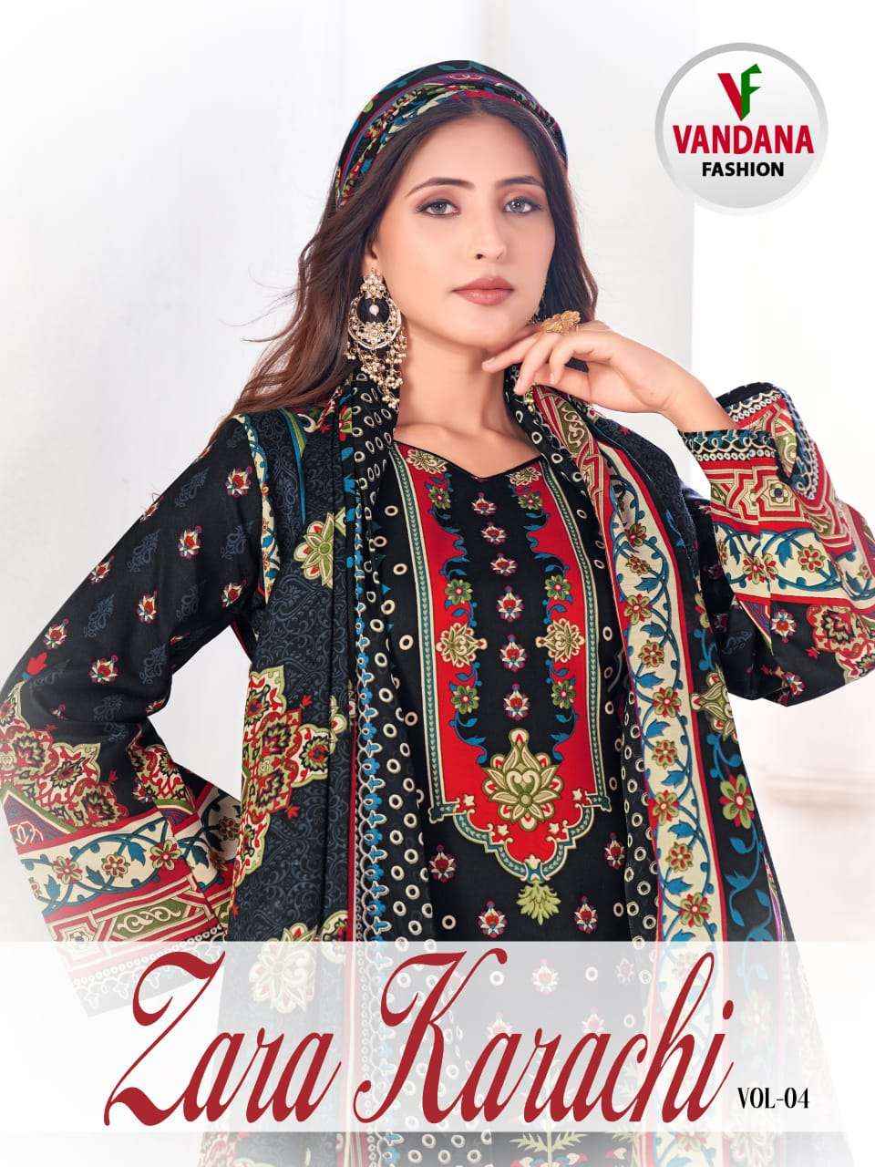 VANDANA FASHION ZARA KARACHI VOL 4 COTTON PRINT SALWAR KAMEEZ ( 10 PCS CATALOG )