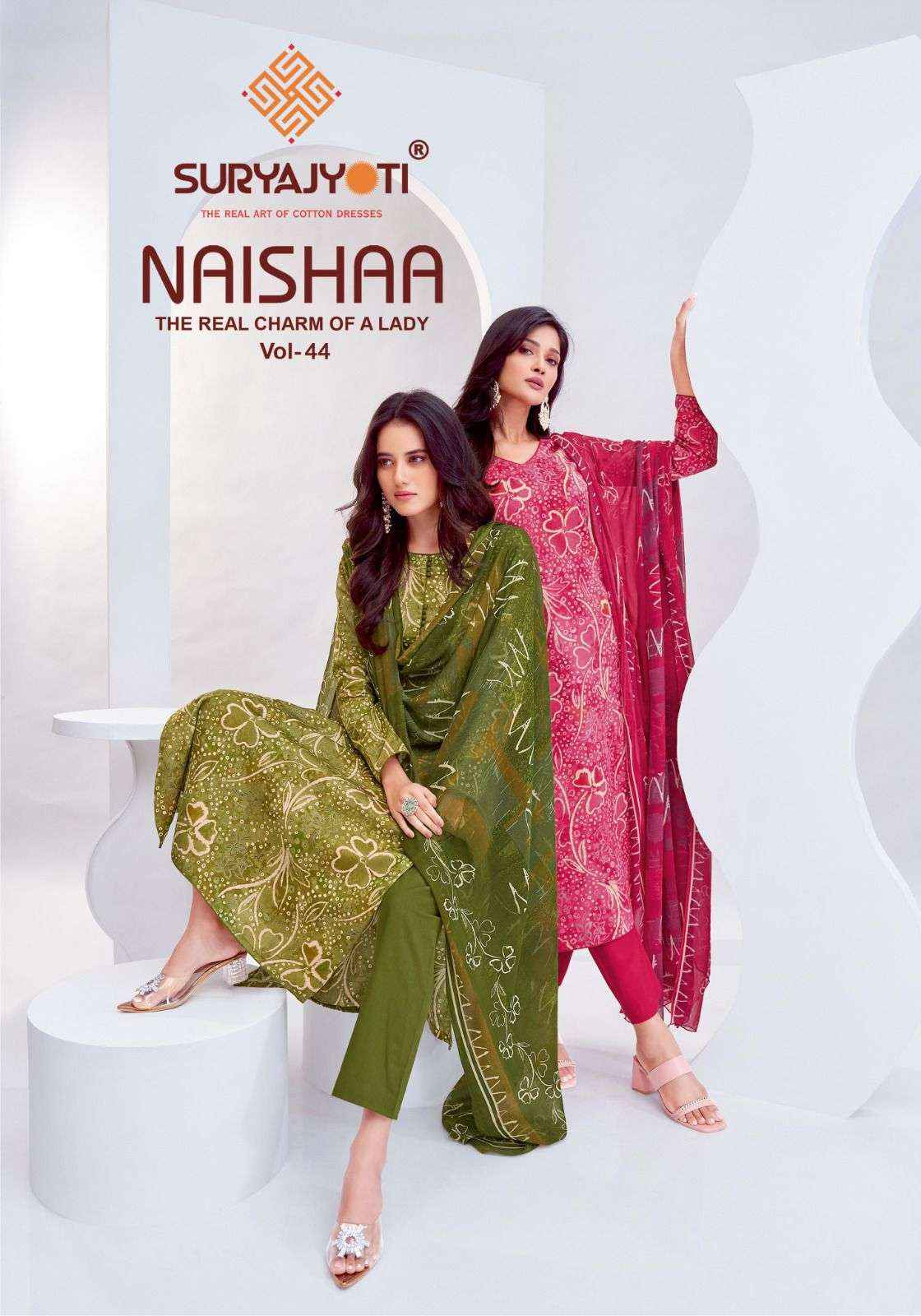 SURYAJYOTI NAISHAA VOL 44 JAM SATIN WHOLESALE DRESS MATERIAL ( 10 PCS CATALOG )