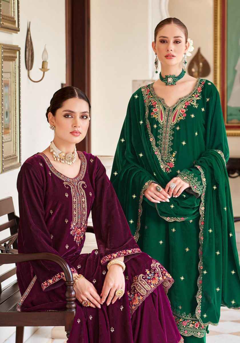 Alok Shabnam Velvet wholesale Dress Material 4 pcs Catalogue 