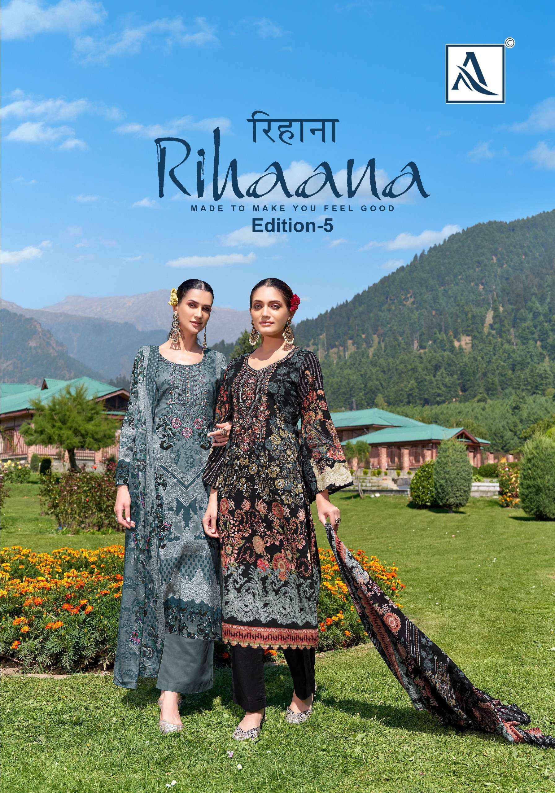 ALOK SUITS RIHAANA VOL 5 COTTON DESIGNER WORK SUITS ( 8 PCS CATALOG )