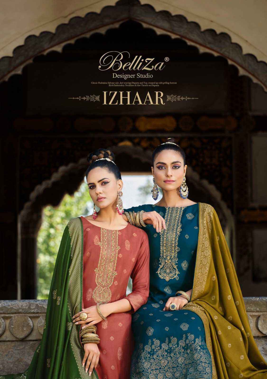 BELLIZA DESIGNER IZHAAR PASHMINA JACQUARD SALWAR KAMEEZ (6 PPCS CATALOG )