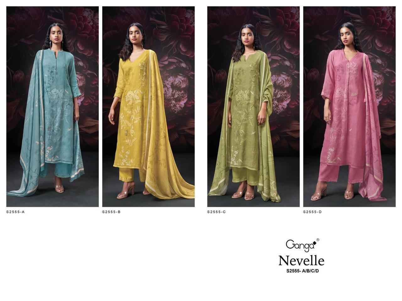 Ganga fashion Nevelle Dress material ( 4 pcs catalogue)