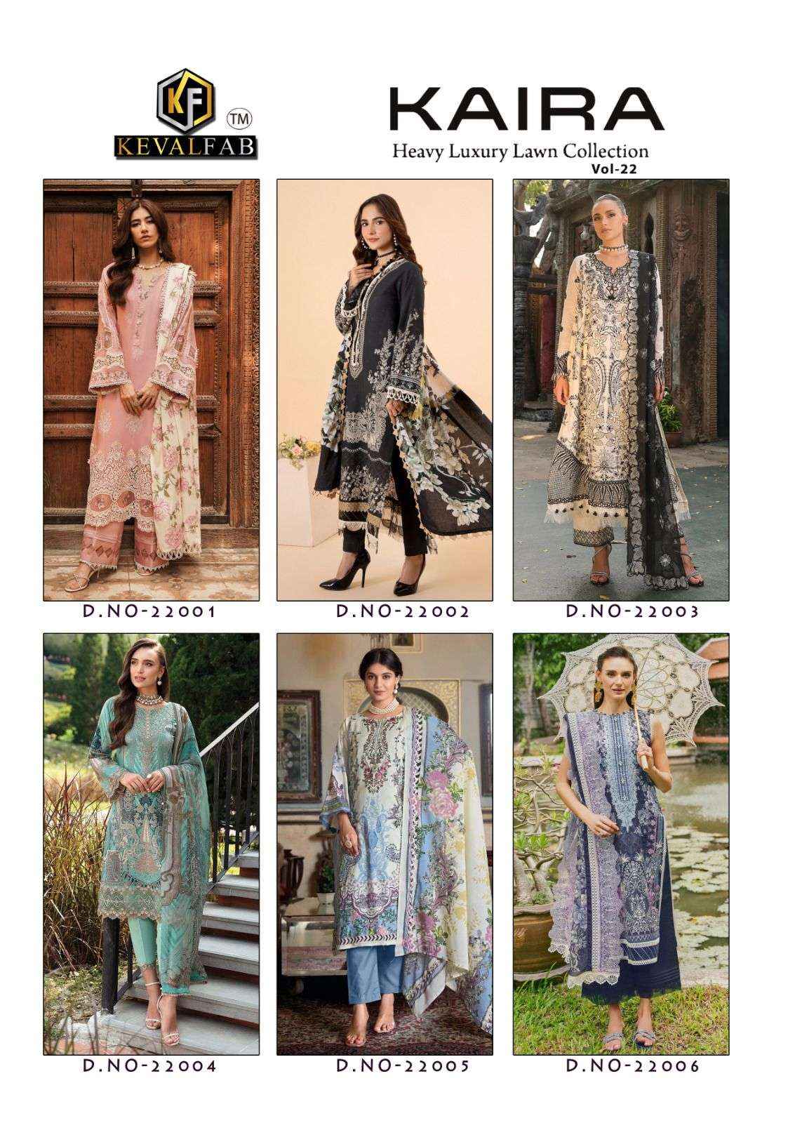 KEVAL FAB KAIRA VOL-22 LAWN COTTON SALWAR KAMEEZ ( 6 PCS CATALOG )