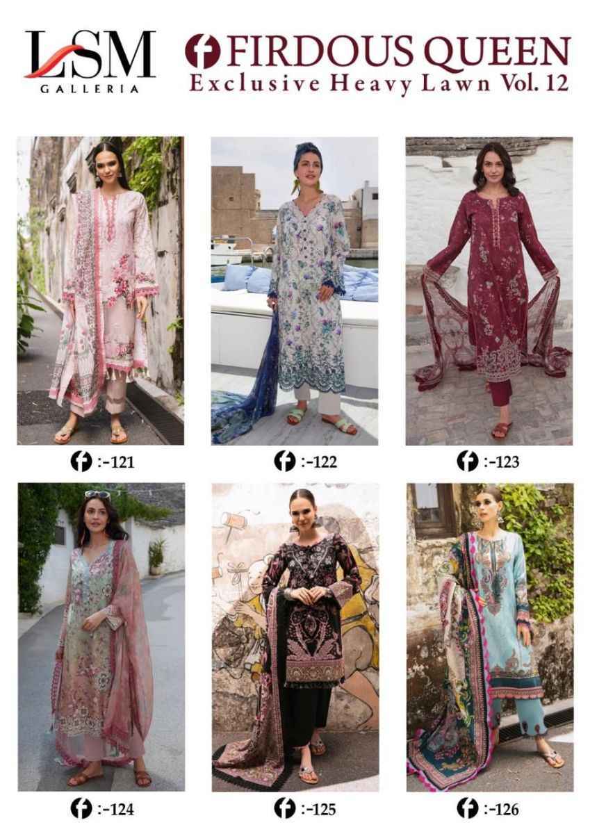 LSM Galleria Firdous Queen Lawn Vol 12 Lawn Cotton Dress Material 6 pcs Catalogue