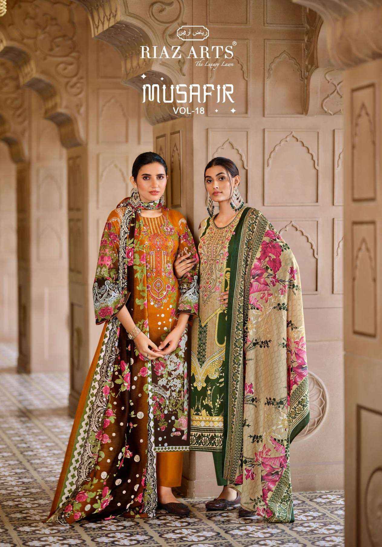 Riaz Arts Musafir Vol 18 Lawn Cotton Dress Material 8 pcs Catalogue