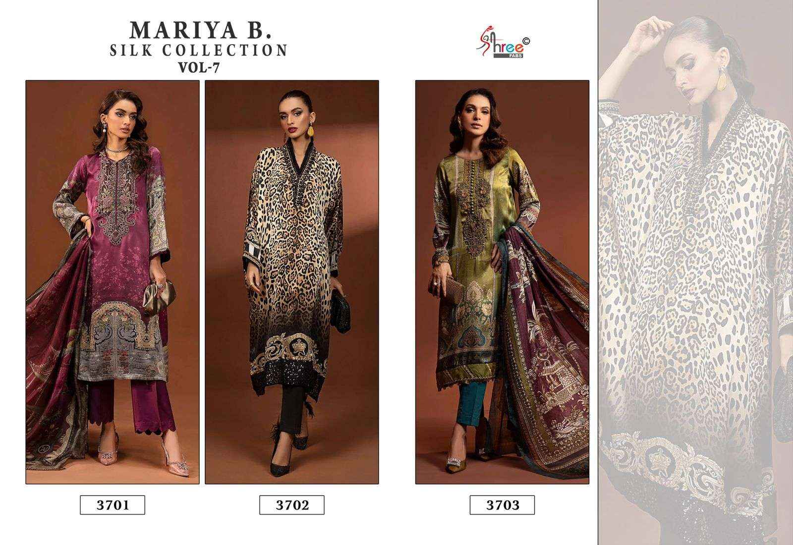 SHREE FABS MARIA B SILK COLECTION VOL-7 SATIN DESIGNER SALWAR KAMEEZ ( 3 PCS CATALOG )