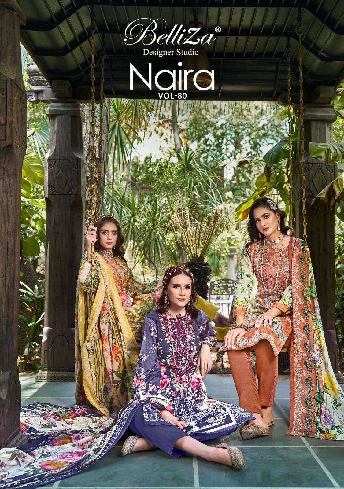 BELLIZA DESIGNER STUDIO NAIRA VOL 80 WHOLESALE COTTON DRESS MATERIAL ( 8 PCS CATALOG )