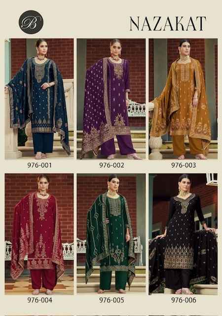 Belliza Nazakat Viscouse Pashmina Salwar Kameez, Surat Wholesale Kapda Market ( 6 Pcs Catalog )