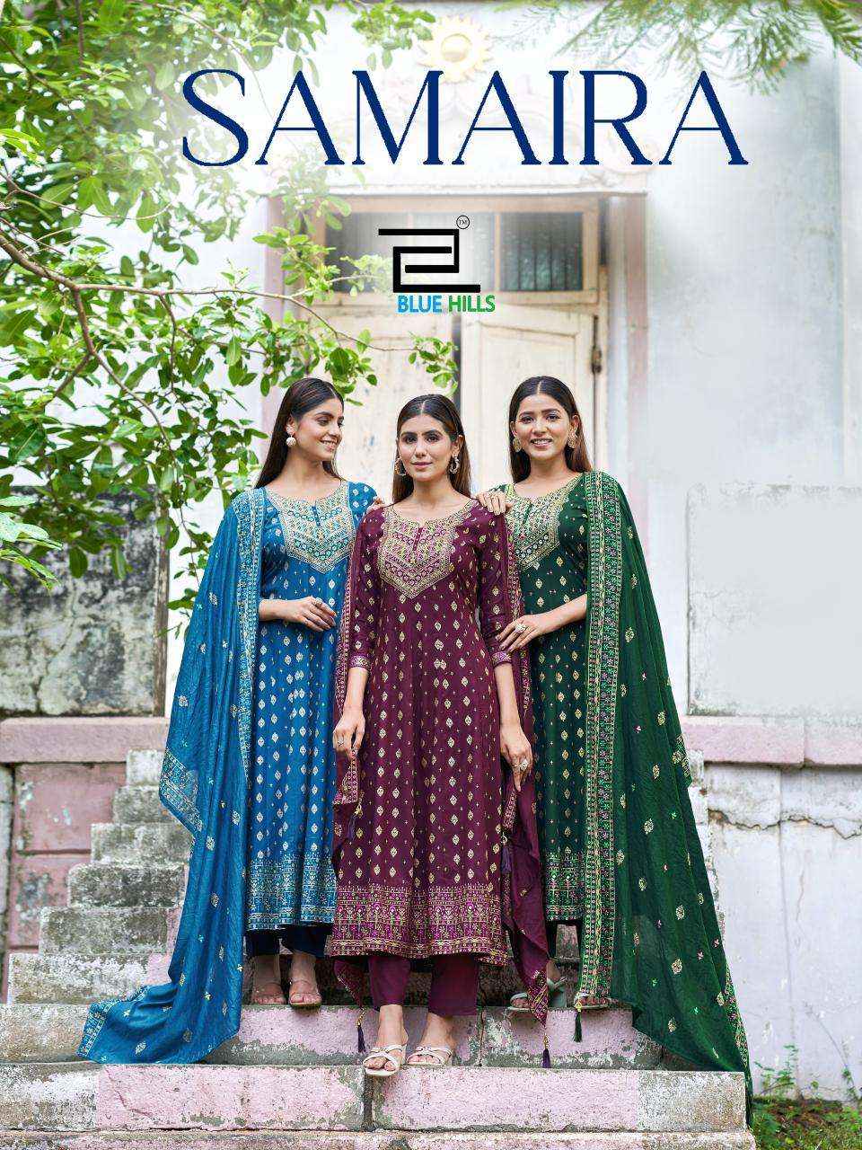 Blue Hills Samaira Readymade Fancy 3 Pcs Suit wholesale price (4 pcs catalog )