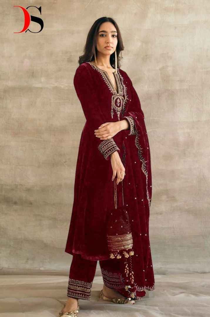 Deepsy D.No 105 Velvet Dress Material 3 pcs Catalogue