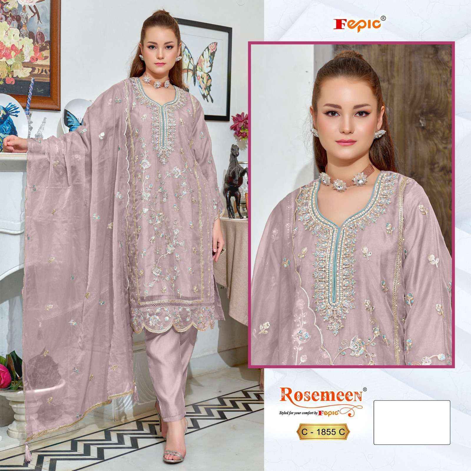 Fepic Rosemeen C 1855 Organza Dress Material 4 pcs Catalogue