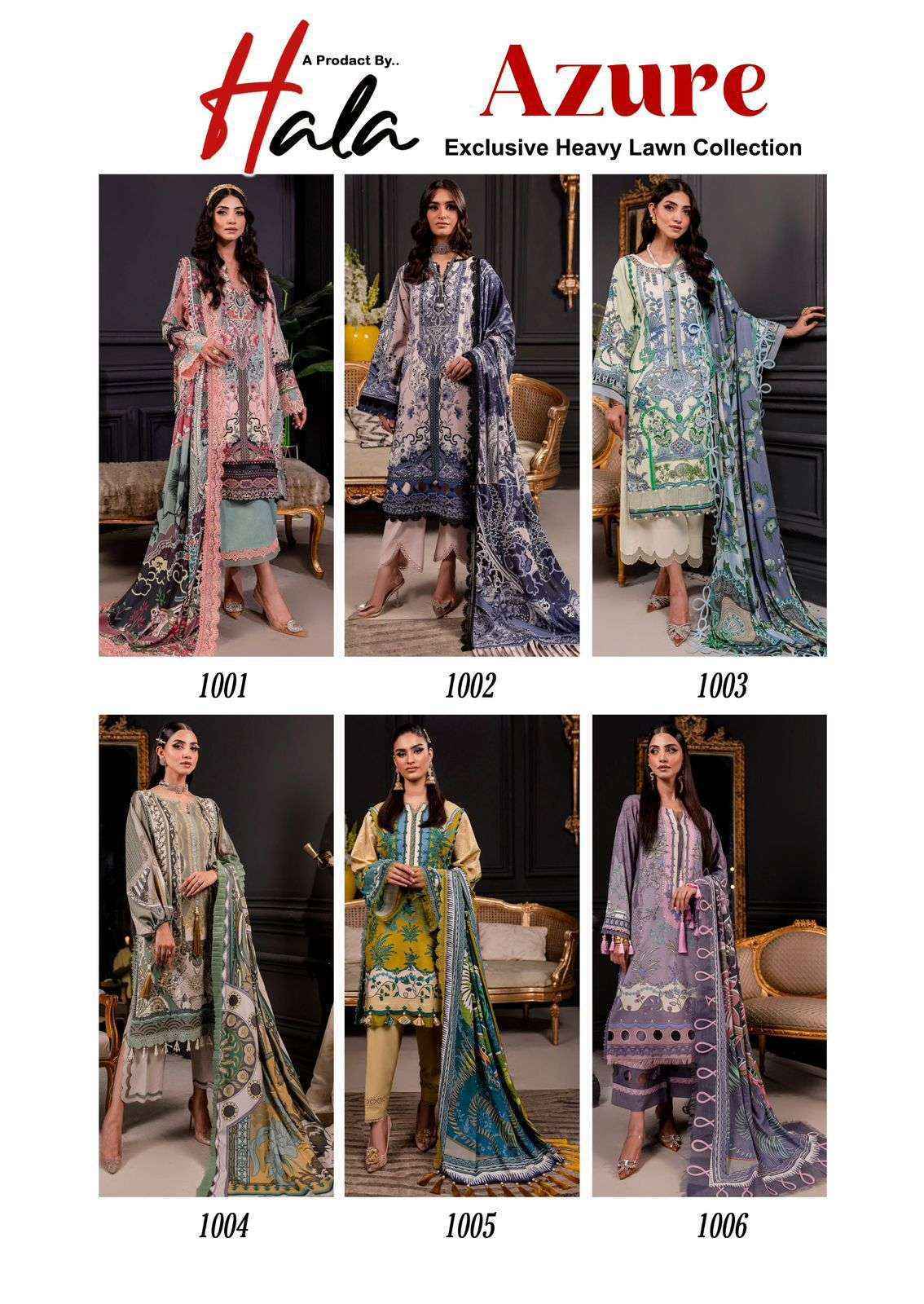 Hala Azure Vol 1 Wholesale Lawn Cotton Salwar Kameez ( 6 pcs Catalogue )