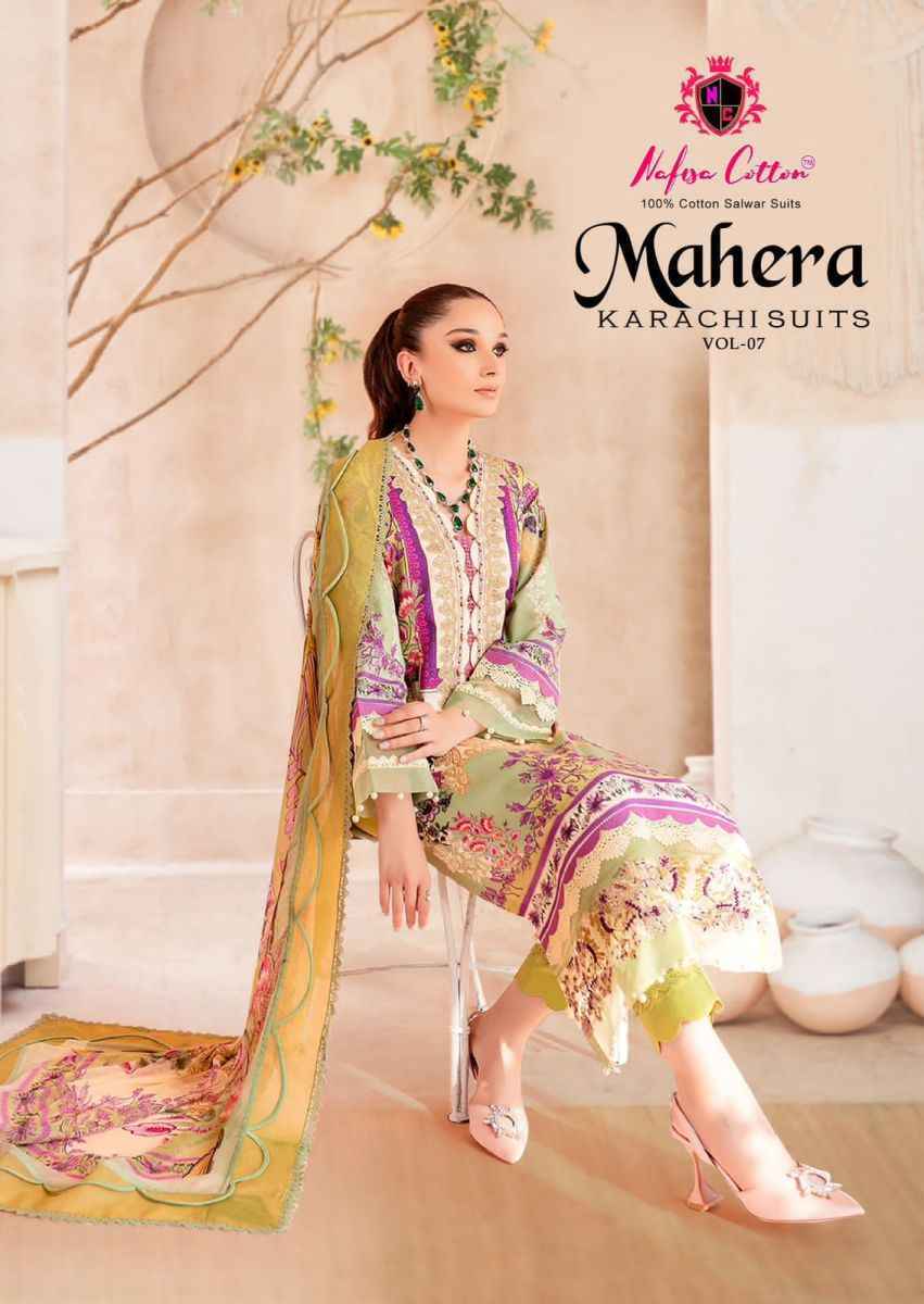 Nafisa Cotton Mahera Karachi Suits Vol 7 Cotton Dress Material 6 pcs Catalogue