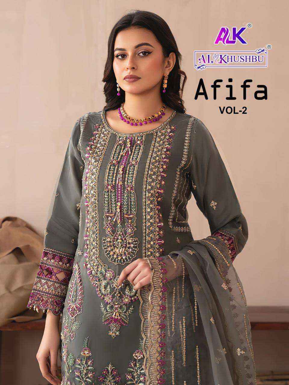 AL Khushbu Afifa Vol 2 Georgette salwar kameez wholesale price  (3 pcs catalog )