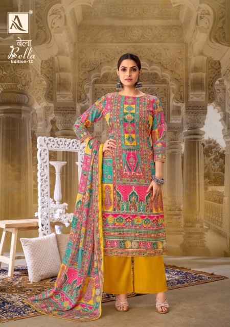 Alok Bella Edition 12 Muslin Salwar Kameez Wholesale Price ( 6 Pcs Catalog )