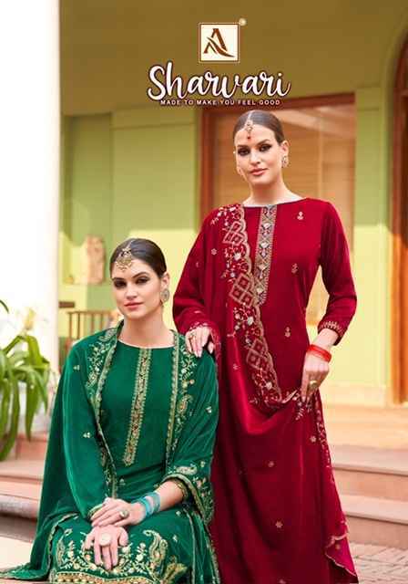 Alok Sharvari Velvet Wholesale Ladies Salwar Kameez ( 4 Pcs Catalogue )