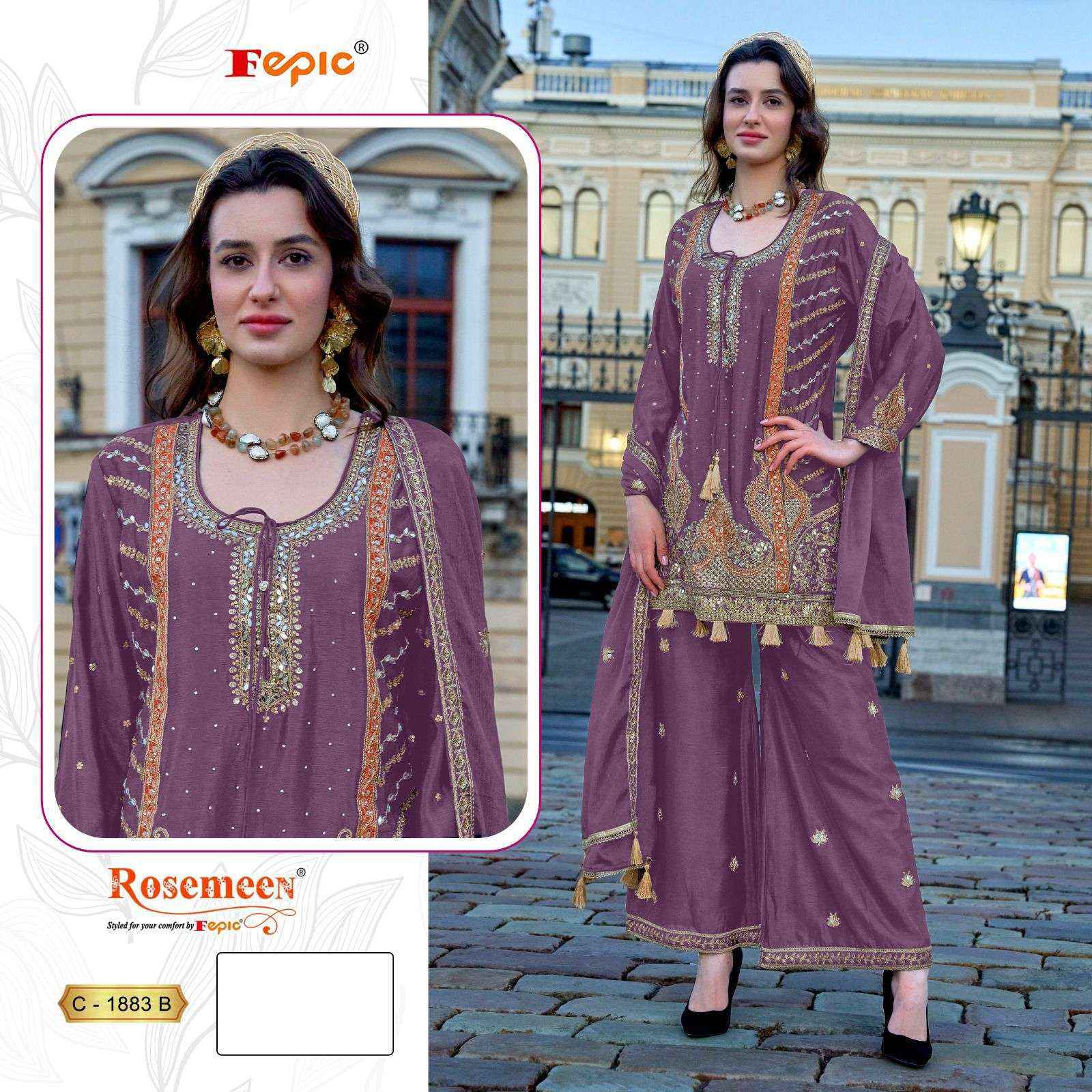 Fepic Rosemeen C 1883 Chinon salwar kameez wholesale price ( 3 pcs catalog )