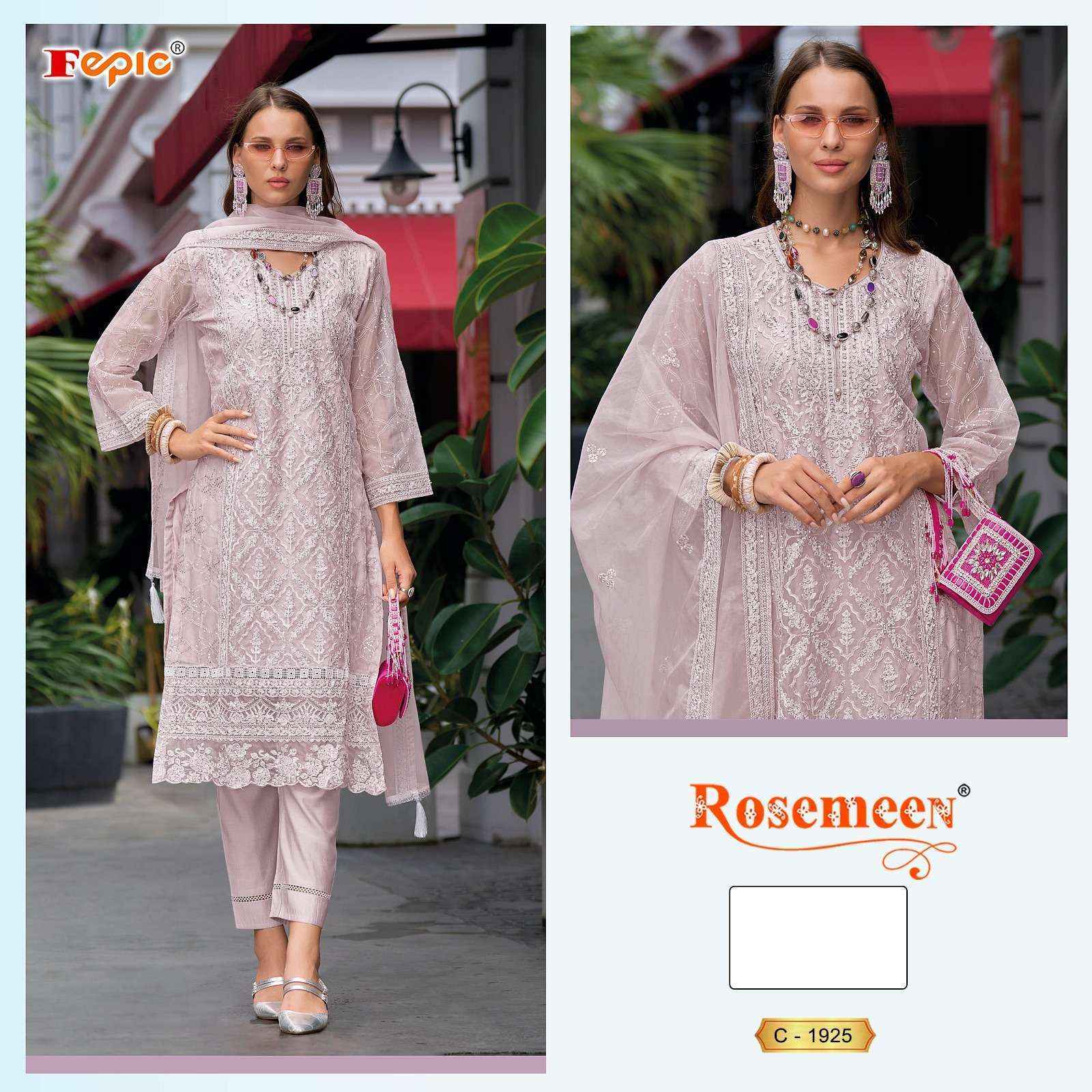 Fepic Rosemeen C 1925 Organza Salwar Kameez Wholesale Price ( 3 Pcs Catalog )