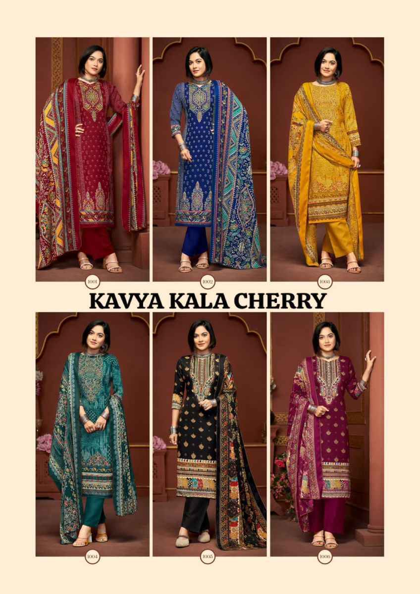 Kavyakala Cherry Pashmina Salwar Kameez At Wholesale Price ( 6 pcs Catalogue )