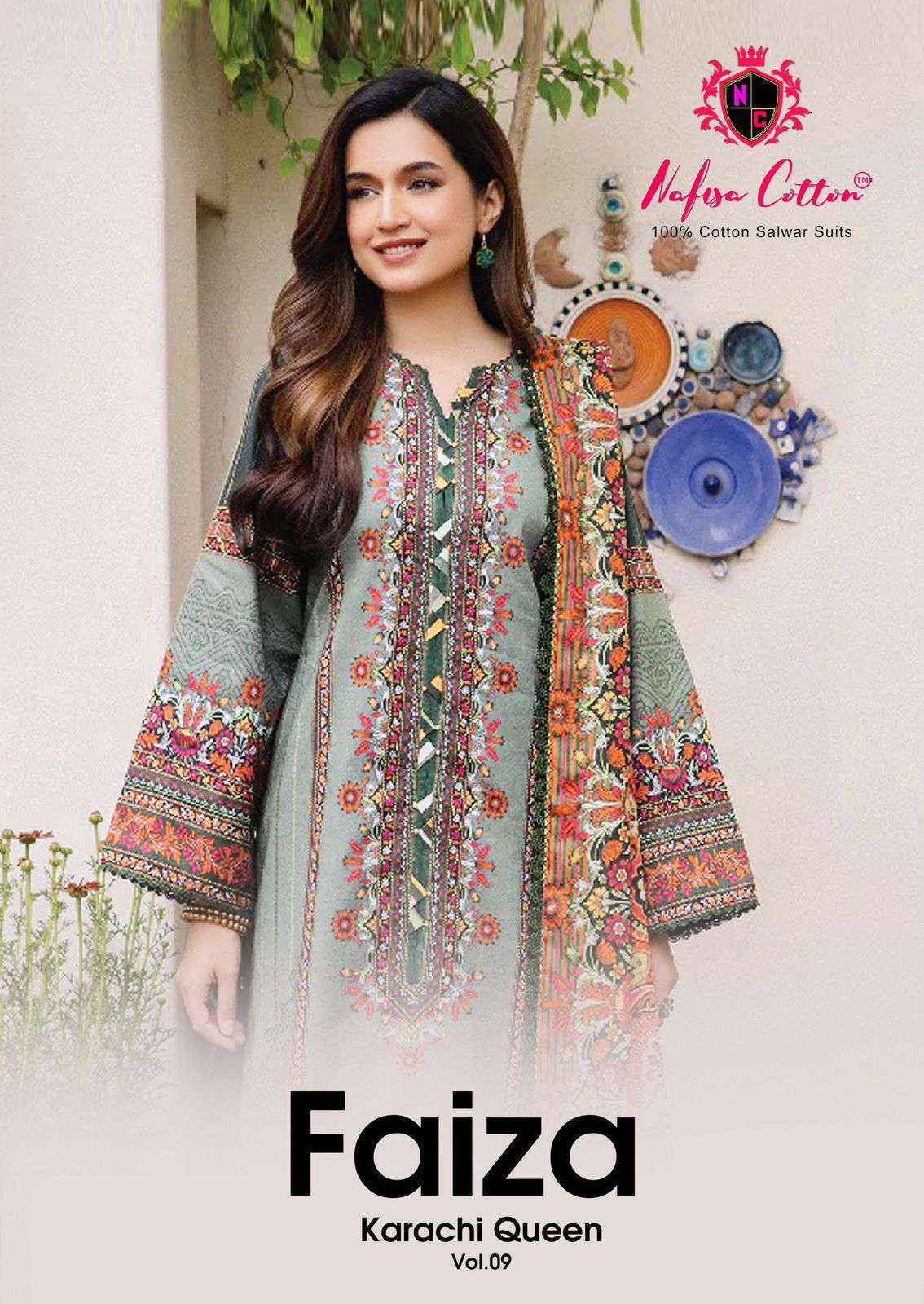 Nafisa Cotton Faiza Karachi Queen Vol 9 Cotton salwar kameez wholesale ( 6 pcs catalog )