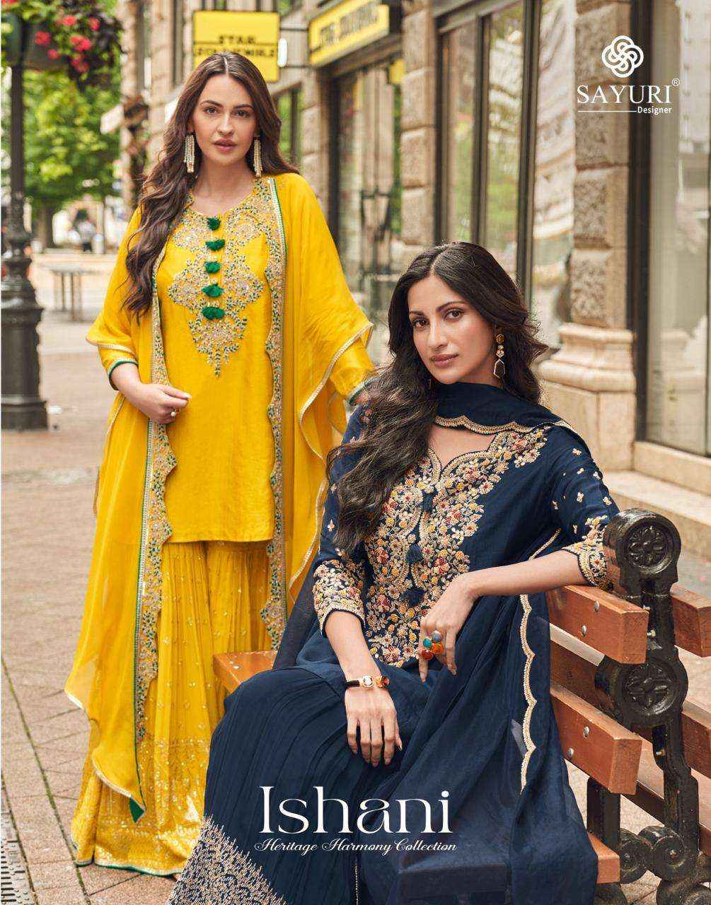 Sayuri Designer Ishani Designer Partywear Gharara Suits ( 3 Pcs Catalogue )