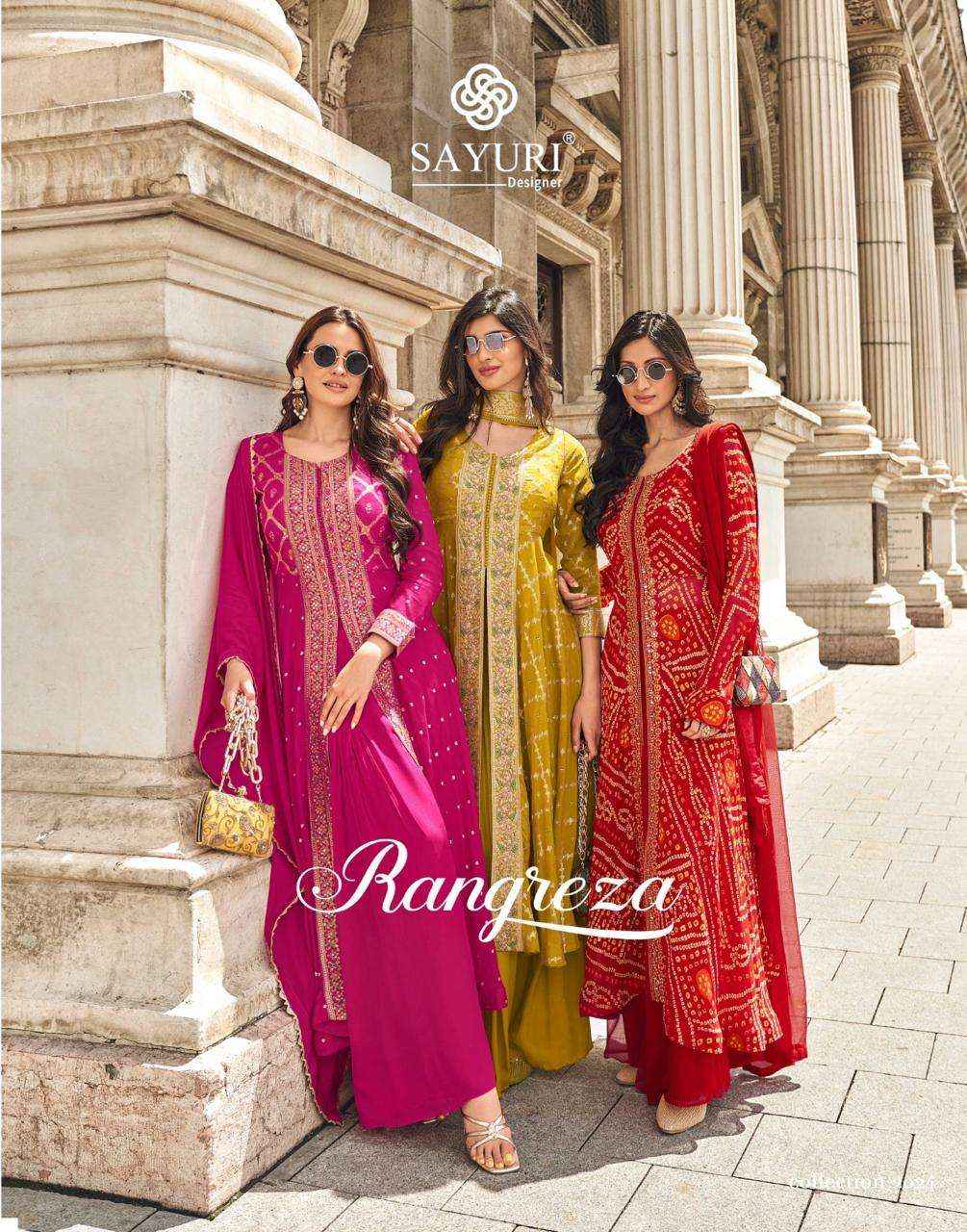 Sayuri Rangreza 5598 To 5600 Latest Designer Gawn Suits ( 3 Pcs Catalogue )