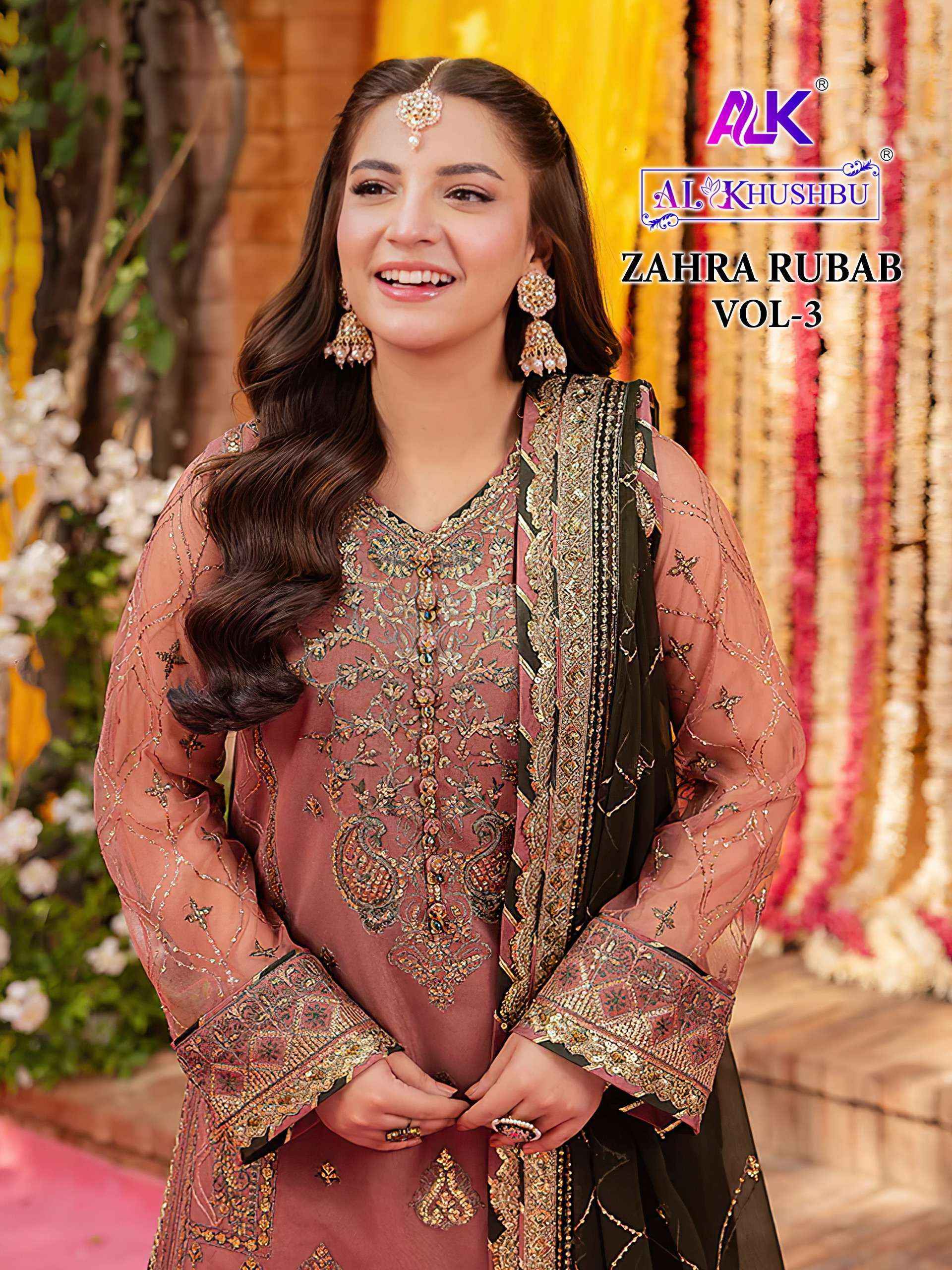 Al Khushbu Zahra Rubab Vol 3 Georgette Salwar Kameez Wholesale Price ( 3 Pcs Catalog )