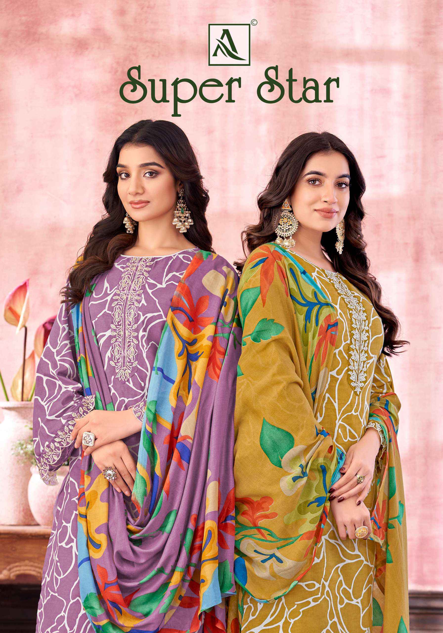 ALOK SUITS SUPER STAR COTTON PRINT WITH FANCY SALWAR KAMEEZ WHOLESALE PRICE ( 6 PCS CATALOG )