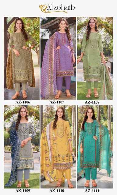 Alzohaib AZ Cotton Salwar Kameez Wholesale Price ( 6 Pcs Catalog )