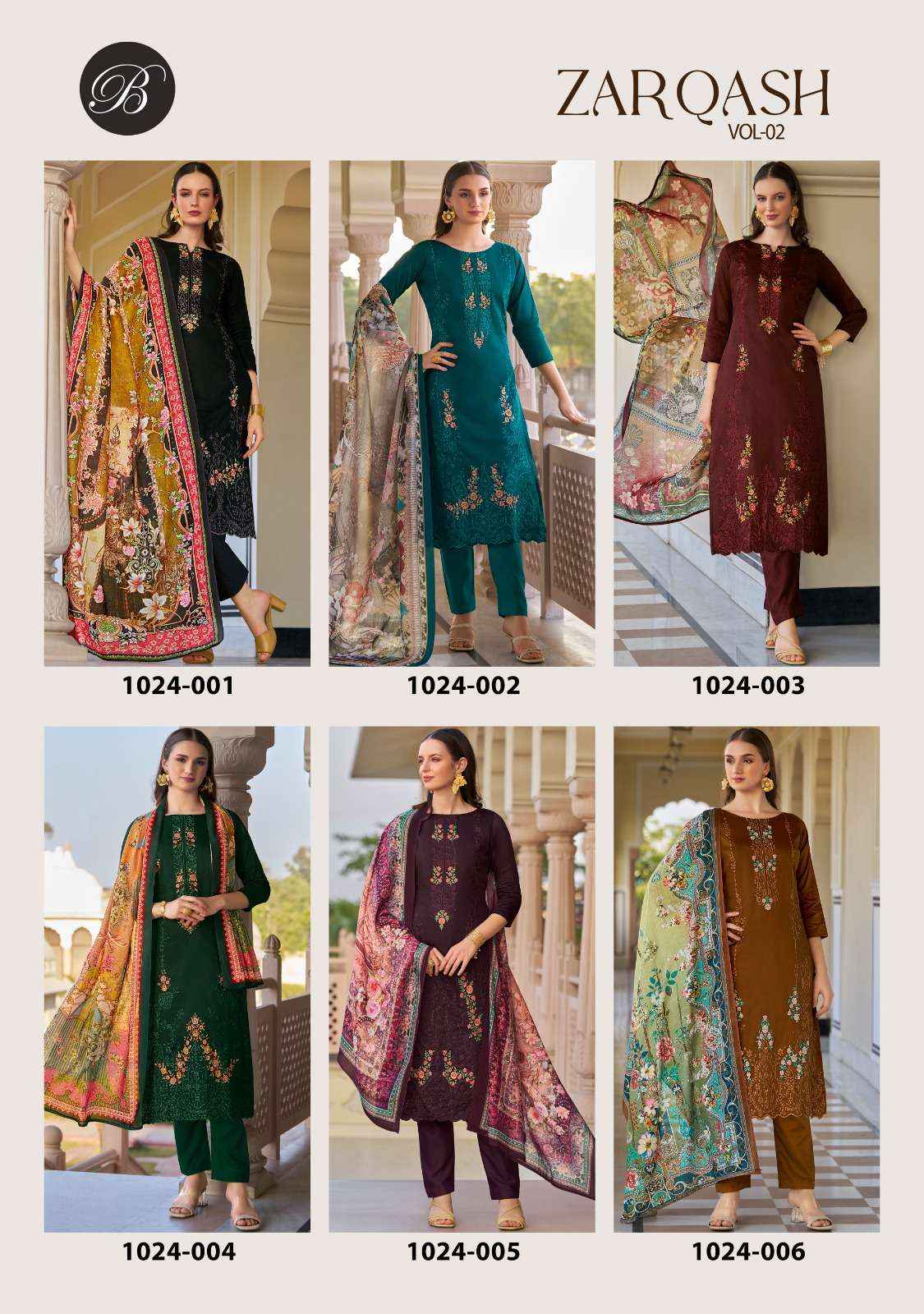 BELLIZA ZARQASH VOL 2 JAM COTTON SALWAR KAMEEZ ( 8 PCS CATALOG )