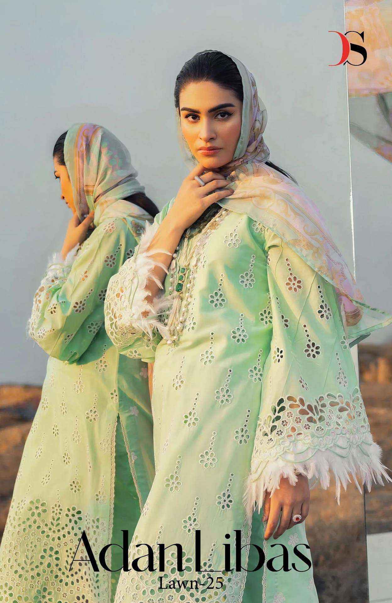 DEEPSY SUITS ADAN LIBAS LAWN 25 COTTON PAKISTANI DRESS MATERIAL ( 6 PCS CATALOGUE )