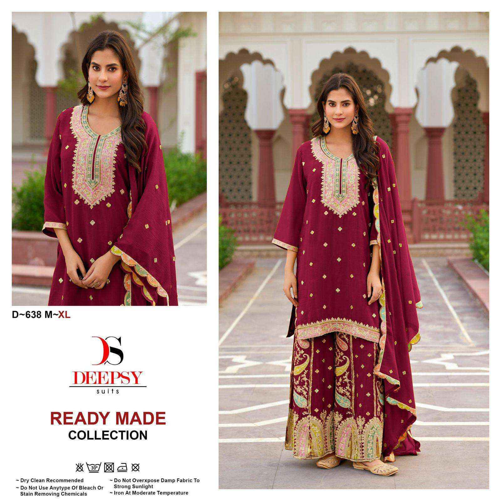 DEEPSY SUITS D 638 WHOLESALE HEAVY EMBROIDERY DESIGNER PAKISTANI SUIT ( 3 PCS CATALOGUE )