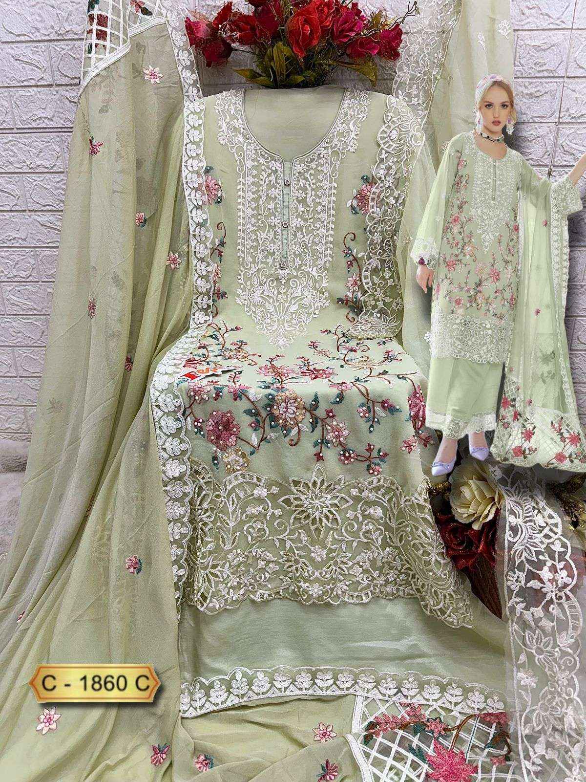 FEPIC ROSEMEEN C 1860 GEORGETTE EMBROIDERED PAKISTANI SUIT SALWAR KAMEEZ WHOLESALE PRiCe ( 3 PCS CATALOG )