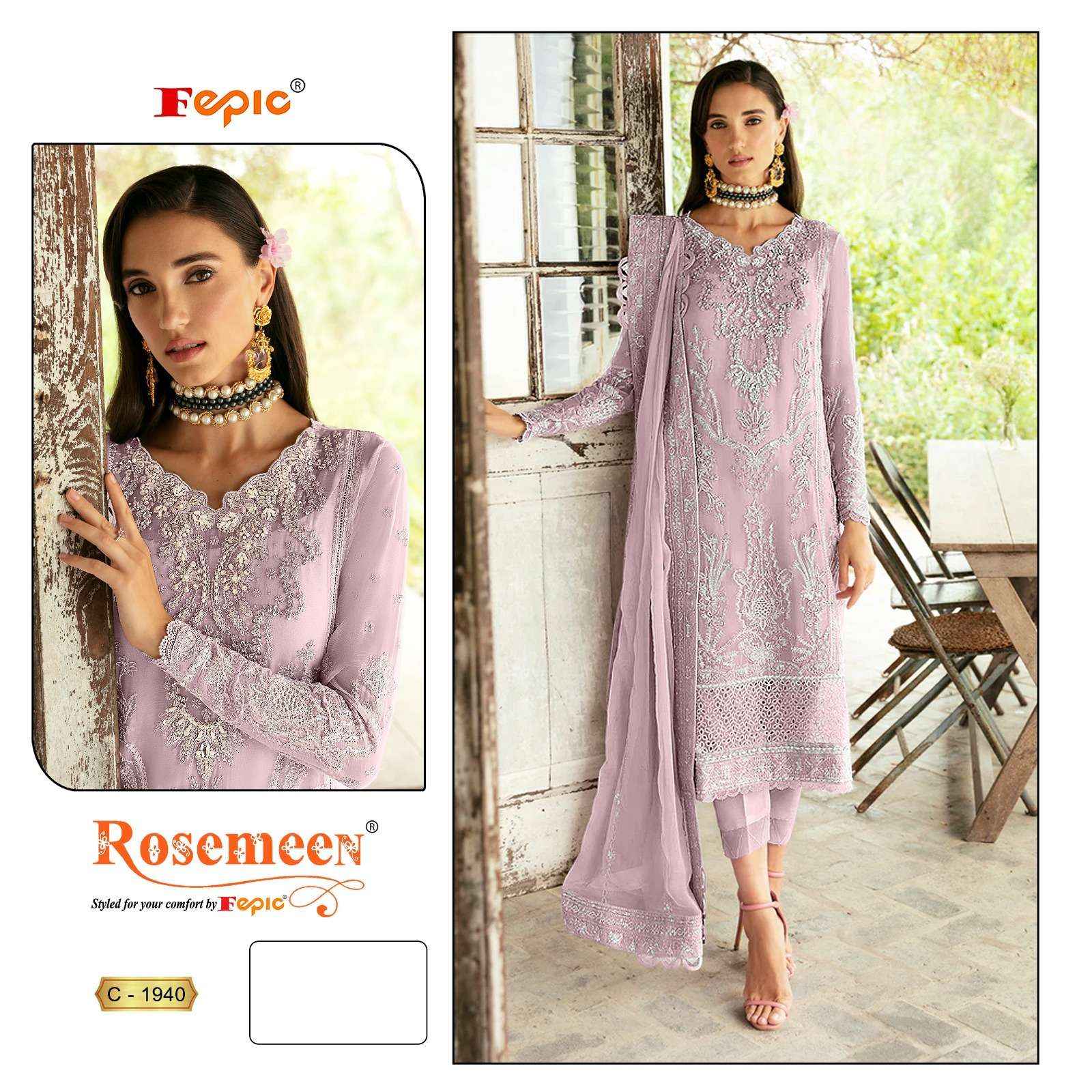 FEPIC ROSEMEEN C 1940 GEORGETTE EMBROIDERED PAKISTANI DRESS WHOLESALE PRICE ( 3 PCS CATALOG )