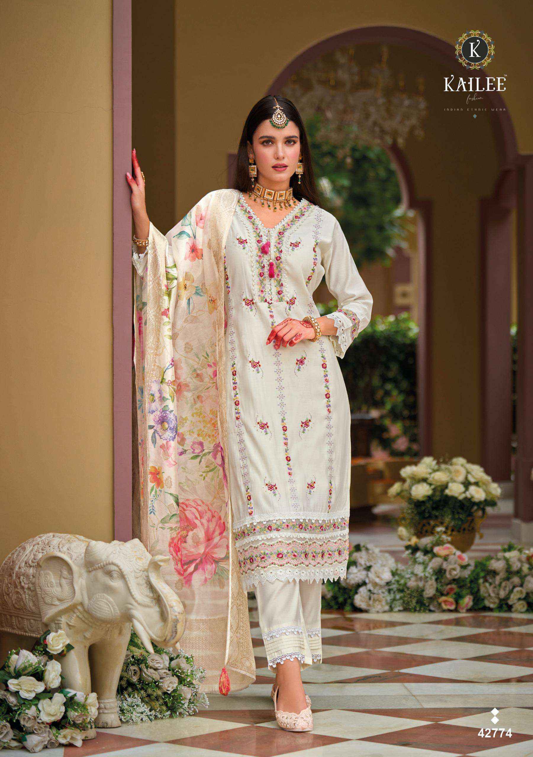 KAILEE FASHION NAQUSH VISCOSE SILK DESIGNER LADIES SUIT WHOLESALE PRICE ( 6 PCS CATALOG )