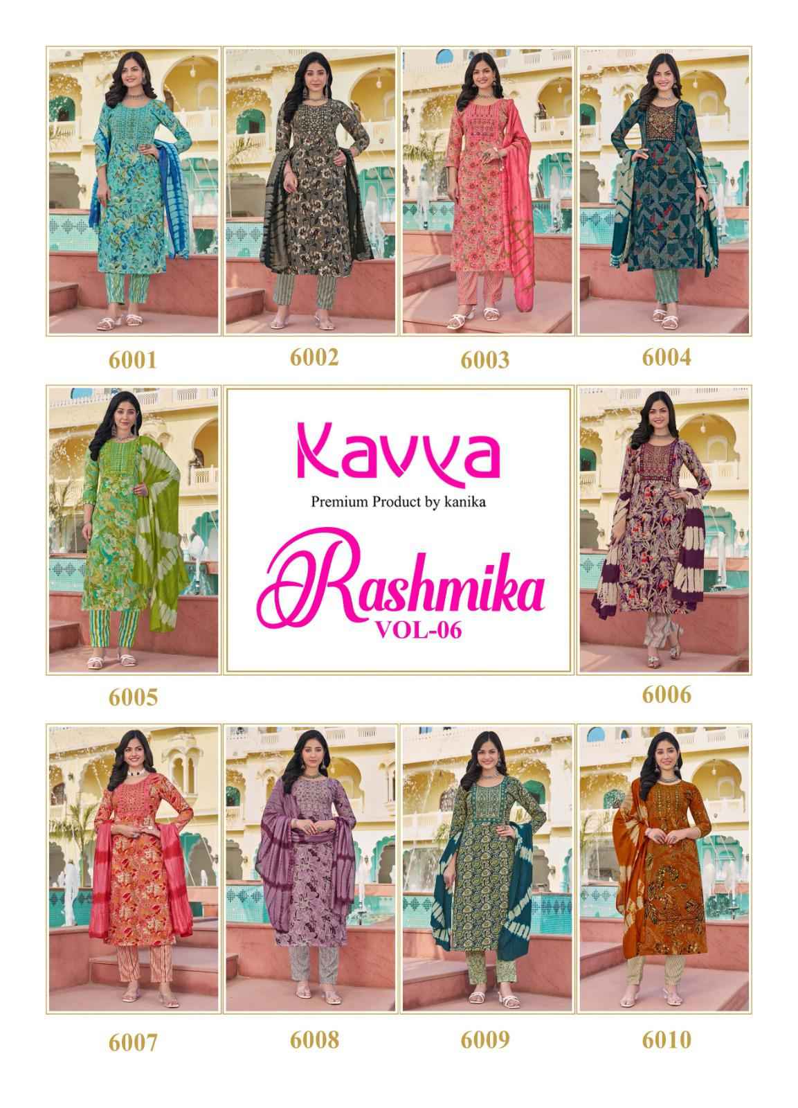 Kavya Rashmika Vol-6 Rayon Printed Kurti Pant With Dupatta ( 10 Pcs Catalogue )