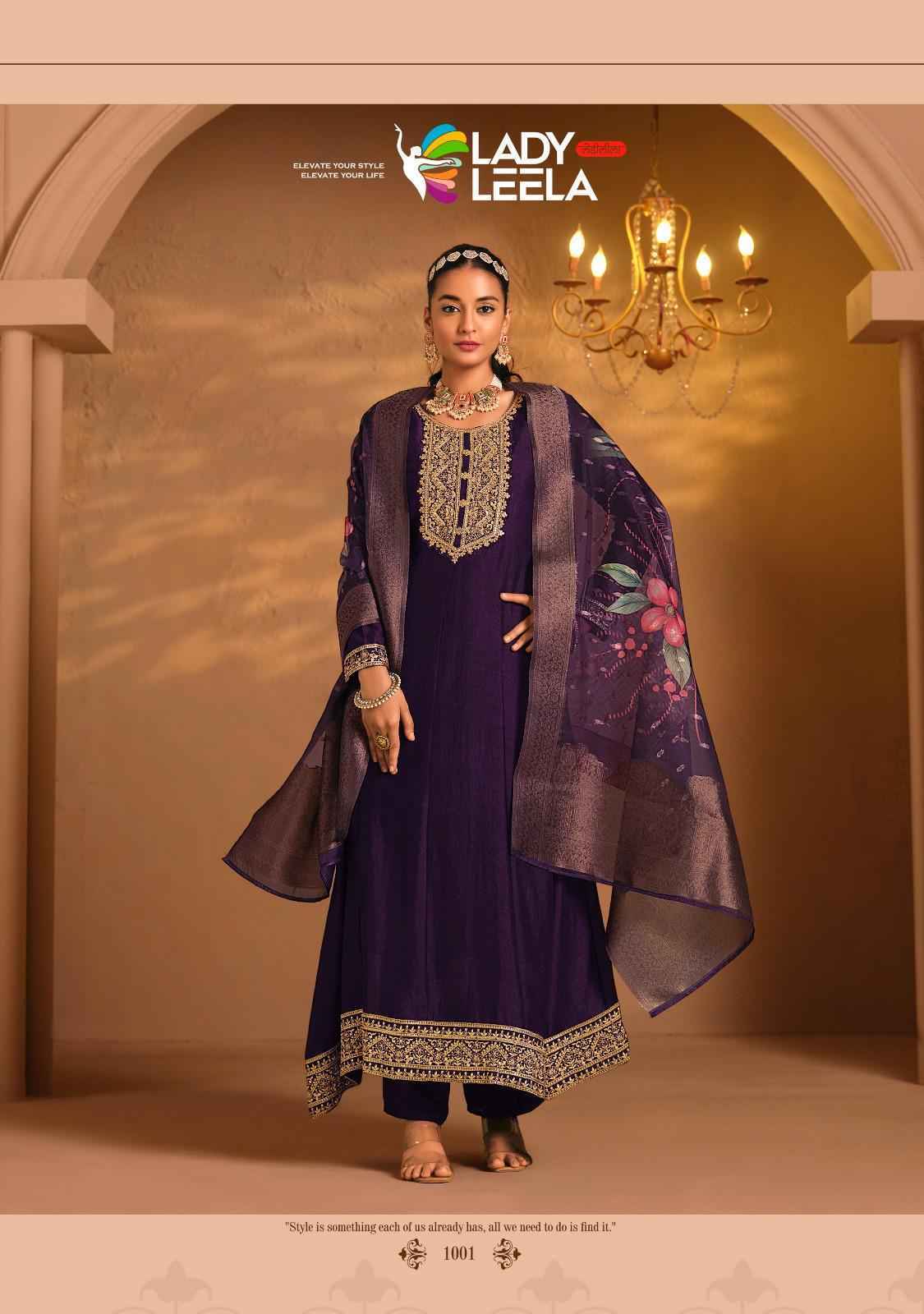 Lady Leela Shayari Readymade Vichitra Silk Salwar Suit Wholesale Price ( 4 Pcs Catalog )